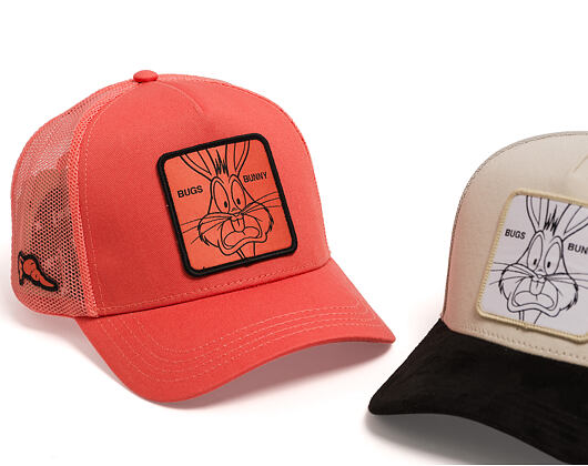 Kappe Capslab - Looney Tunes Trucker - Bugs Bunny Line Art Patch - Coral