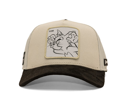 Kappe Capslab - Tom & Jerry Trucker - Tom Line Art Suede Visor - Off White / Black