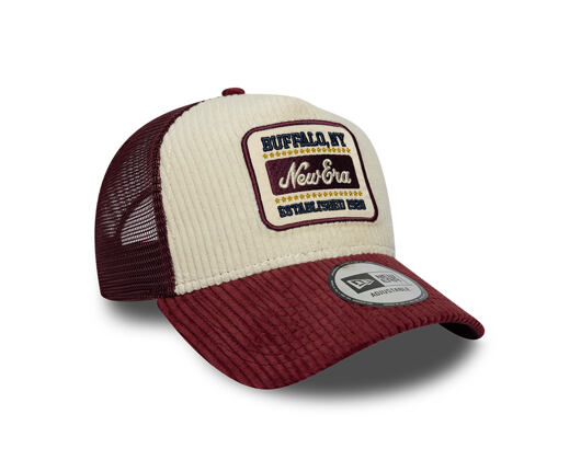 Kappe New Era - Branded Cord Visor 9FORTY A-Frame Trucker - Maroon / Stone