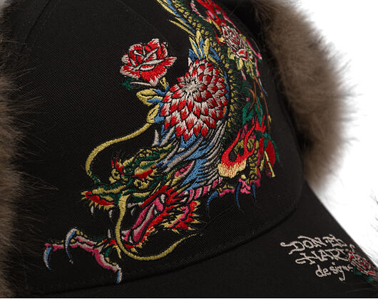 Kappe Ed Hardy - Crawling Dragon Trapper - Black