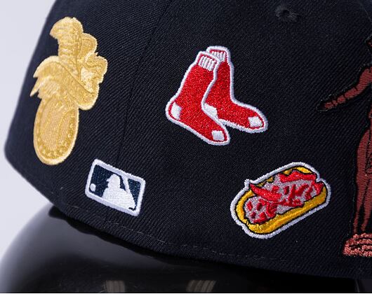 Kappe New Era 59FIFTY MLB Script 5 Boston Red Sox Navy / Red