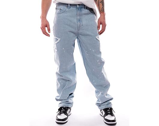 Hose Karl Kani OG Baggy Five Pocket Paintsplatter Denim Bleached blue/white