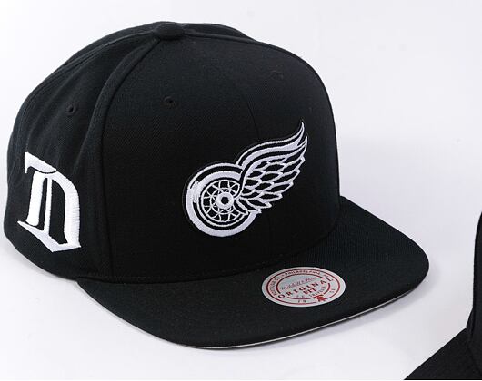 Kappe Mitchell & Ness - Evergreen Black White Snapback Vntg - Detroit Red Wings - Black
