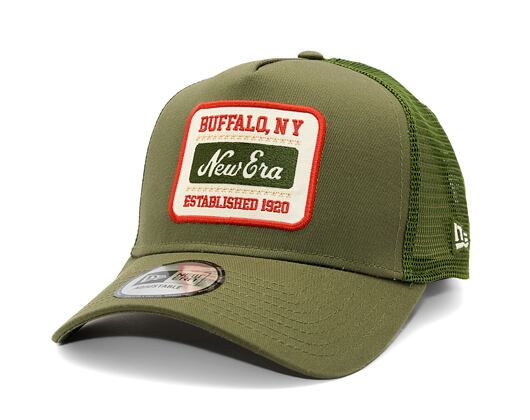 Kappe New Era - Buffalo Patch 9FORTY Trucker - New Olive