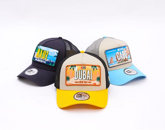 Kappe New Era - License Plate 9FORTY Trucker - Stone / Grilled Yellow