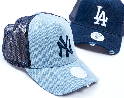Damen Kappe New Era - MLB Denim 9FORTY Trucker - NY Yankees - Blau