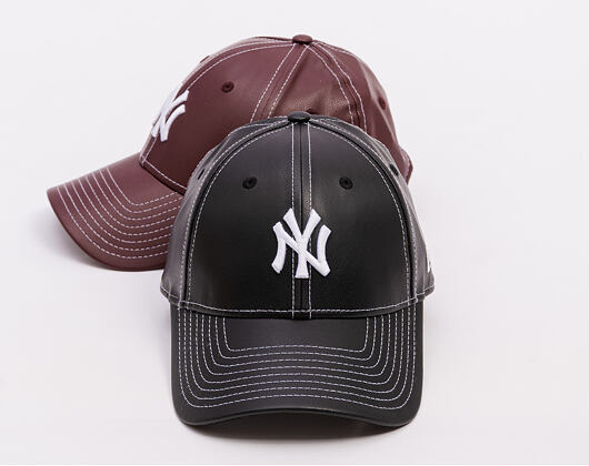 Damen Kappe New Era - MLB Contrast Stitch PU Leather 9FORTY - NY Yankees - Black / White