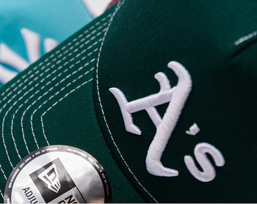 Kappe New Era - MLB Contrast Stitch WS Retro 9FORTY Trucker - Oakland Athletics - Dark Green