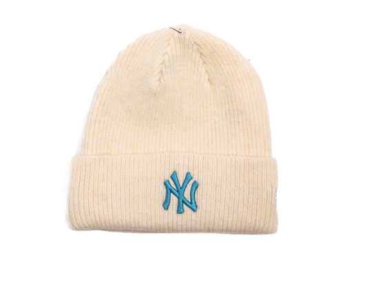 Damen Mütze New Era - MLB Wide Cuff Beanie - NY Yankees - Cream / Blue