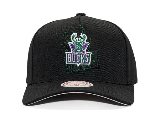 Kappe Mitchell & Ness - NBA Tilted Pro Snapback Hwc - Milwaukee Bucks - Black