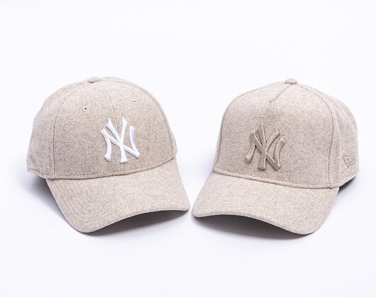 Kappe New Era - MLB Melton Wool 9FORTY - NY Yankees - Stone / White