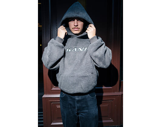Karl Kani Sweatshirt - Silver Teddy Hoodie - Grau