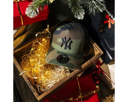 Kappe New Era - MLB Clean 9FORTY Trucker - NY Yankees - Woodland Camo / Black