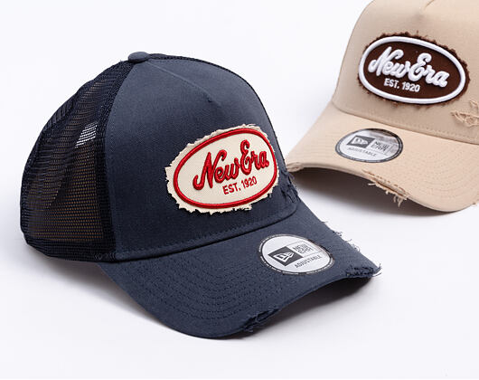 Kappe New Era - Branded Oval Canvas Distress 9FORTY Trucker - Navy