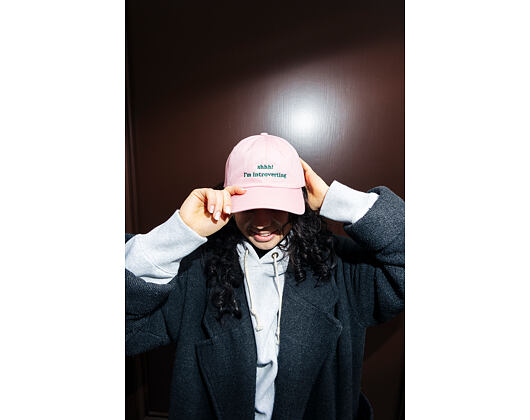Kappe 8by8 - Dadcap - "shhh! I'm introverting" - Baby Pink/Green