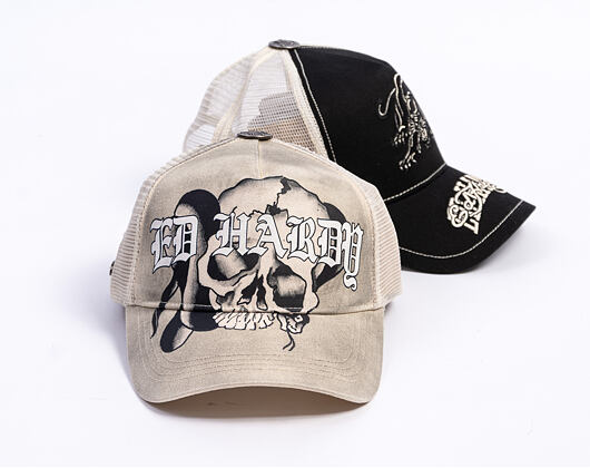 Kappe Ed Hardy - Gothic Skull Tab 5 Panel Trucker Cap - Dove