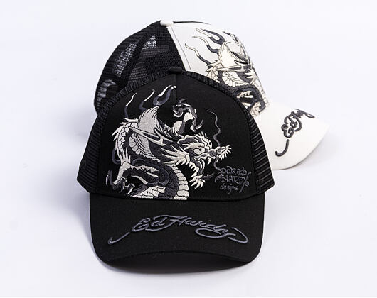 Kappe Ed Hardy - Mono Giant Dragon Twill Front Mesh Trucker - Black/Black