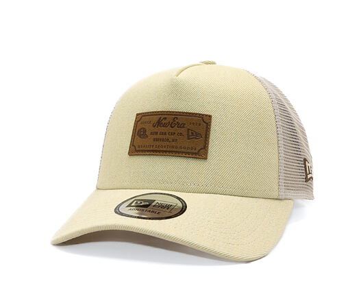 Kappe New Era - Branded Denim Leather Patch 9FORTY A-Frame Trucker - Camel