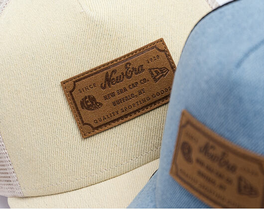Kappe New Era - Branded Denim Leather Patch 9FORTY A-Frame Trucker - Camel