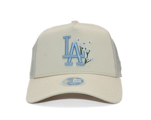 Damen Kappe New Era - MLB Floral 9FORTY A-Frame Trucker - LA Dodgers - Cream / Sky Blue