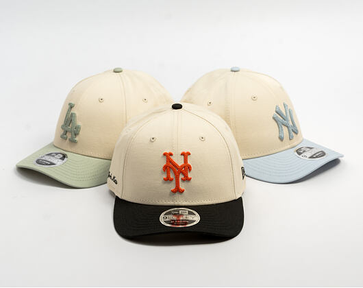 Kappe New Era - MLB Side Script 9FORTY M-CROWN - NY Mets - Cream / Black