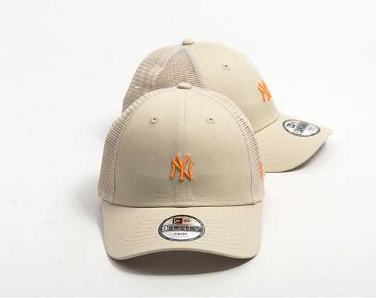 Kinder Kappe New Era - MLB Homefield 9FORTY Trucker - NY Yankees - Stone / Orange