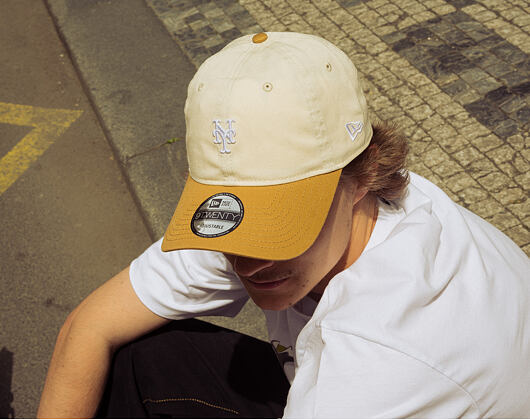 Kappe New Era - MLB Mini Logo Washed Contrast 9TWENTY - NY Mets - Cream / Dusted Ochre