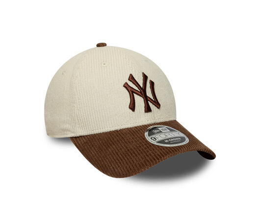 Kappe New Era - MLB Cord 9FORTY M-CROWN - NY Yankees - Cream / Deep Auburn