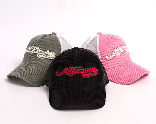 Kappe Ed Hardy - Embroidery Applique Cord 5 Panel Trucker Cap - Black