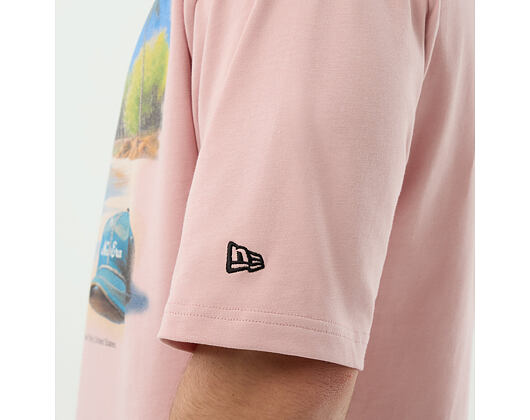 T-Shirt New Era - Branded Beach Graphic Oversized Tee - Pink Rouge