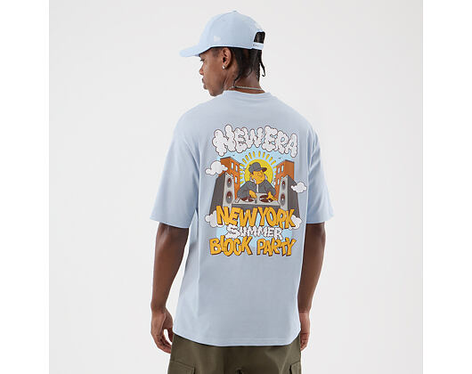 T-Shirt New Era - Branded Block Party Graphic Oversized Tee - Sky Blue
