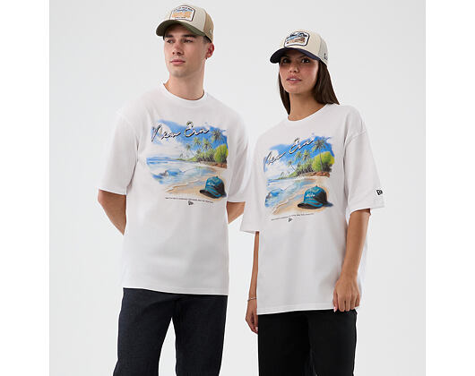T-Shirt New Era - Branded Beach Graphic Oversized Tee - White