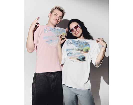 T-Shirt New Era - Branded Beach Graphic Oversized Tee - White