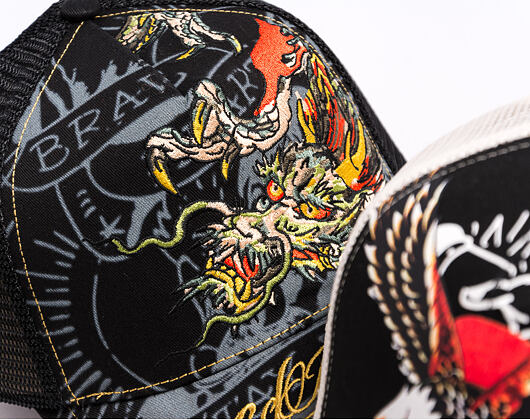 Kappe Ed Hardy - Unisex Crawling Dragon 5 Panel Trucker Cap - Black