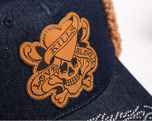 Kappe Ed Hardy - Unisex Love Kills Slowly Denim 5 Panel Trapper Cap - Indigo