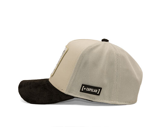Kappe Capslab - Tom & Jerry Trucker - Tom Line Art Suede Visor - Off White / Black