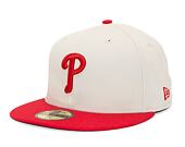 Kappe New Era 59FIFTY MLB White Crown Philadelphia Phillies Cooperstown Off White / Red