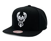 Kappe Mitchell & Ness - Evergreen Black/White Snapback - Milwaukee Bucks - Black