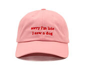 Kappe 8by8 - Dadcap - "Sorry I'm Late I saw a dog" - Baby Pink/Red
