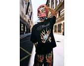 T-Shirt Ed Hardy - Mens Skull Flame Diamante Relaxed Tshirt - Black