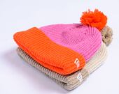 Damen Mütze New Era - Medium Knit Block Pom Beanie - Pastel Pink / Orange
