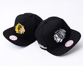 Kappe Mitchell & Ness - Evergreen Black White Snapback - Chicago Blackhawks - Black