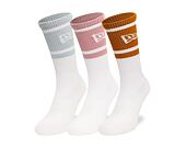 Socken New Era - Stripe Crew 3Pack - White