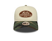 Kappe New Era - Western Oval Patch Foam 9FORTY Trucker - Stone / Woodland Camo