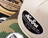 Kappe New Era - Western Oval Patch Foam 9FORTY Trucker - Stone / Woodland Camo