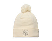 Damen Mütze New Era - MLB Metallic Pom Beanie - NY Yankees - Cream