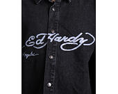 Hemd Ed Hardy - Mens Eagle And Stars Relaxed Denim Shirt - Black