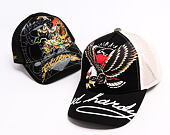 Kappe Ed Hardy - Unisex Soaring Eagle Ed Hardy Script 5 Panel Cap - Black/Blue Wash