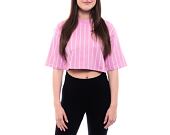 Damen T-Shirt New Era Pinstripe Crop Tee - Fondant Pink / Off White