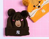 Kinder Mütze New Era - Medium Knit Animal Pom Beanie - NY Yankees - Rust
